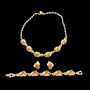 Costume Elegant Gold and Purple Jewelry Set